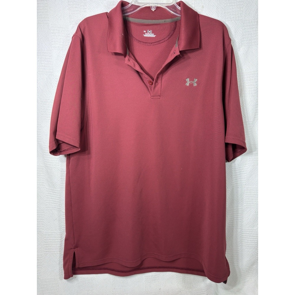 Under Armour Men's Heatgear‎ Maroon Golf Polo Shirt Casual Size XL
